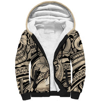 Polynesian Shark Tribal Tattoo Sherpa Hoodie Beige Style LT9 Unisex Beige - Polynesian Pride
