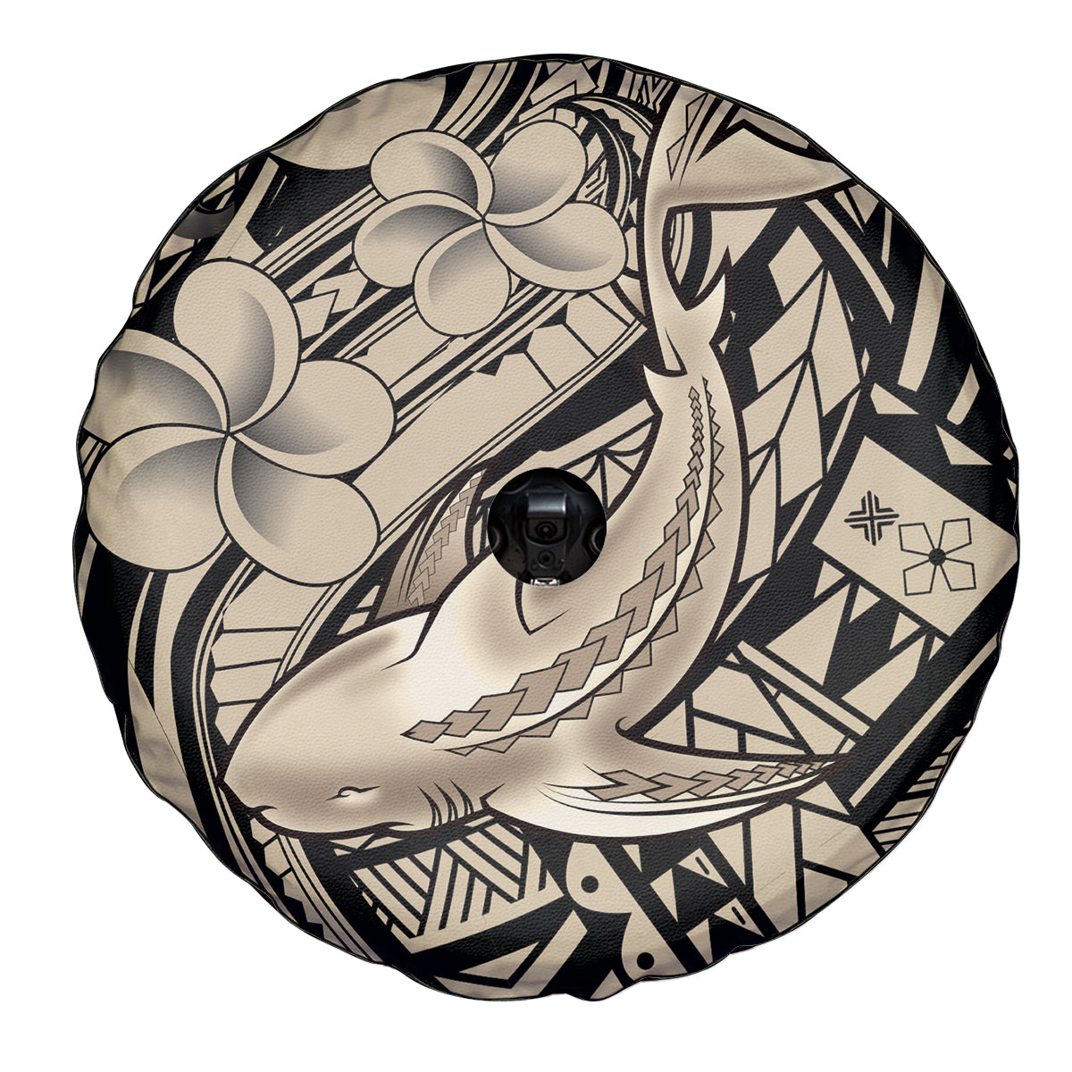Polynesian Shark Tribal Tattoo Spare Tire Cover Beige Style LT9 - Polynesian Pride