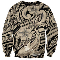 Polynesian Shark Tribal Tattoo Sweatshirt Beige Style LT9 Unisex Beige - Polynesian Pride