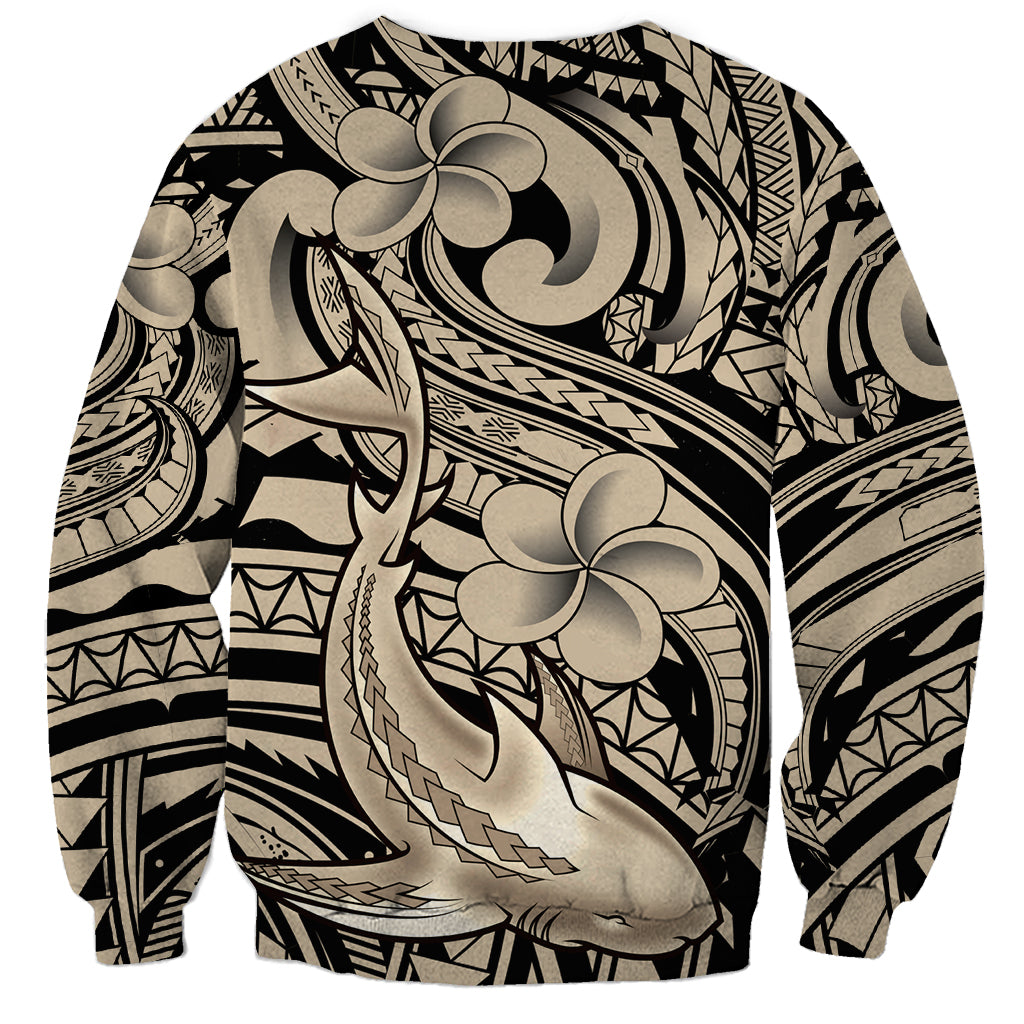 Polynesian Shark Tribal Tattoo Sweatshirt Beige Style LT9 - Polynesian Pride