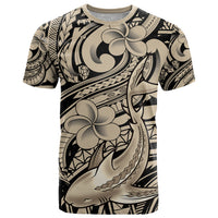 Polynesian Shark Tribal Tattoo T Shirt Beige Style