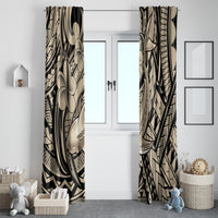 Polynesian Shark Tribal Tattoo Window Curtain Beige Style LT9 - Polynesian Pride