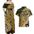 Wallis and Futuna Victory Day Couples Matching Off Shoulder Maxi Dress and Hawaiian Shirt Since 1945 with Polynesian Platinum Floral Tribal