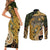 Wallis and Futuna Victory Day Couples Matching Short Sleeve Bodycon Dress and Long Sleeve Button Shirt Since 1945 with Polynesian Platinum Floral Tribal