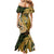 Wallis and Futuna Victory Day Mermaid Dress Since 1945 with Polynesian Platinum Floral Tribal