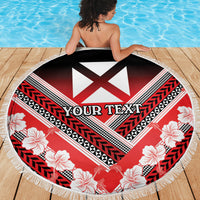 Personalised Wallis et Futuna Beach Blanket Hibiscus and Polynesian Tribal Tattoos LT9 - Polynesian Pride