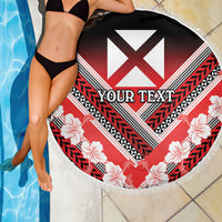 Personalised Wallis et Futuna Beach Blanket Hibiscus and Polynesian Tribal Tattoos LT9 - Polynesian Pride