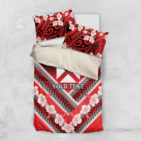 Personalised Wallis et Futuna Bedding Set Hibiscus and Polynesian Tribal Tattoos LT9 US Twin 172cm x 218cm Red - Polynesian Pride