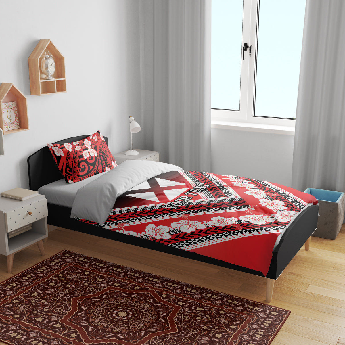 Personalised Wallis et Futuna Bedding Set Hibiscus and Polynesian Tribal Tattoos LT9 - Polynesian Pride