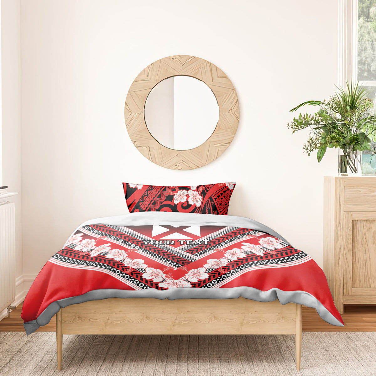 Personalised Wallis et Futuna Bedding Set Hibiscus and Polynesian Tribal Tattoos LT9 - Polynesian Pride