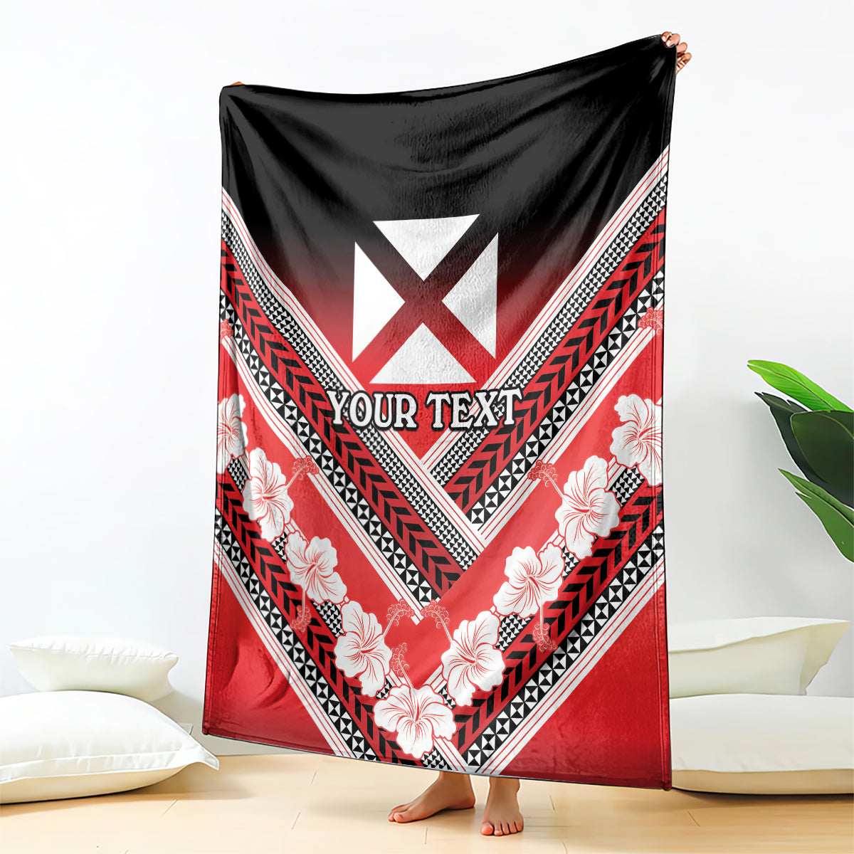Personalised Wallis et Futuna Blanket Hibiscus and Polynesian Tribal Tattoos LT9 - Polynesian Pride