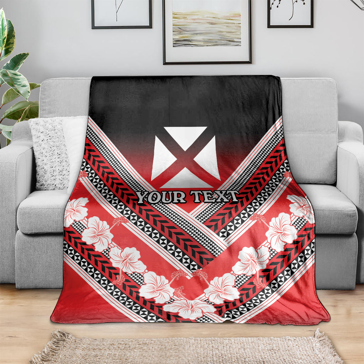 Personalised Wallis et Futuna Blanket Hibiscus and Polynesian Tribal Tattoos LT9 - Polynesian Pride