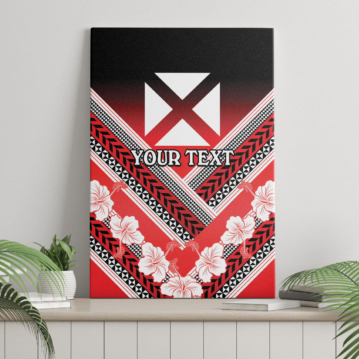 Personalised Wallis et Futuna Canvas Wall Art Hibiscus and Polynesian Tribal Tattoos LT9 - Polynesian Pride