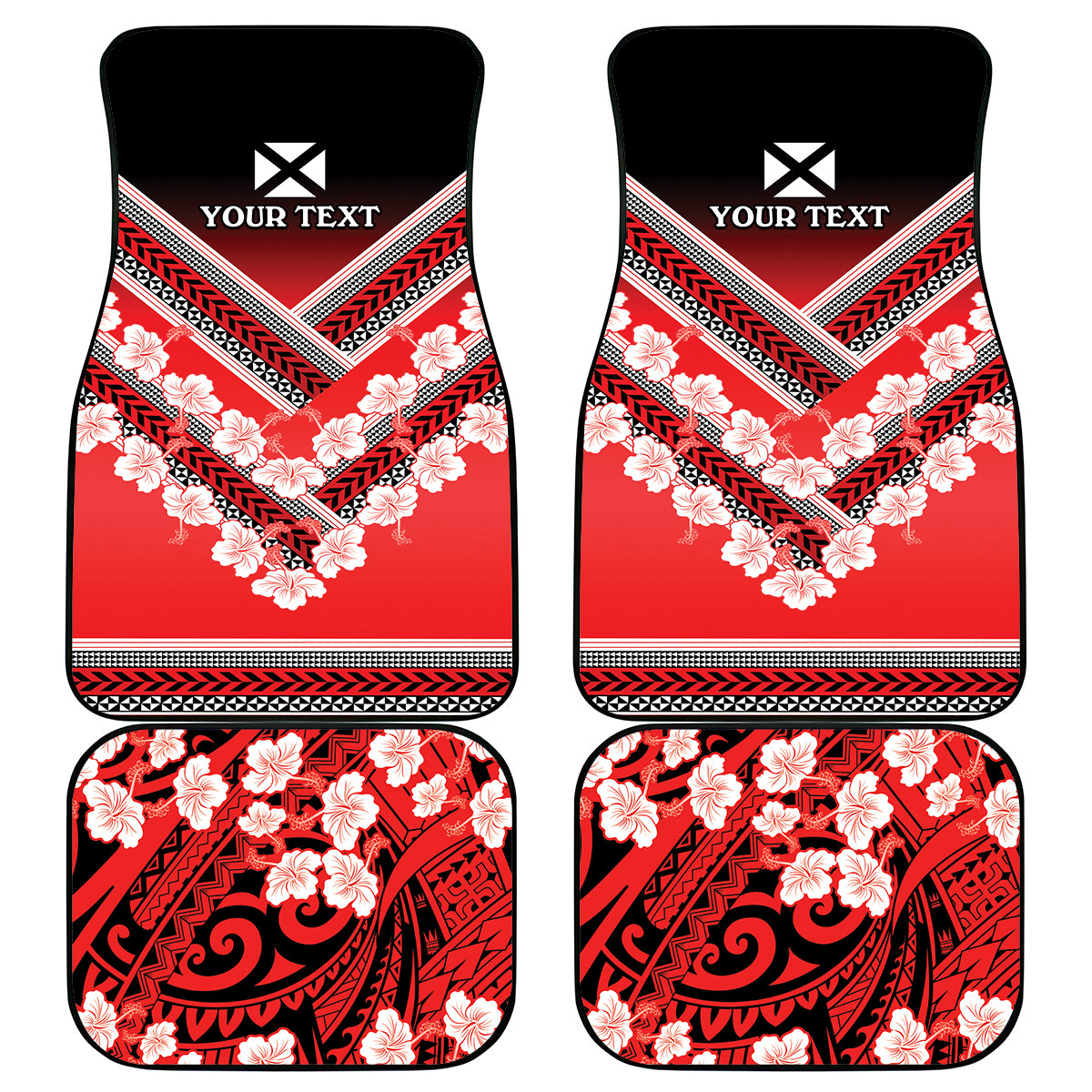 Personalised Wallis et Futuna Car Mats Hibiscus and Polynesian Tribal Tattoos LT9 - Polynesian Pride