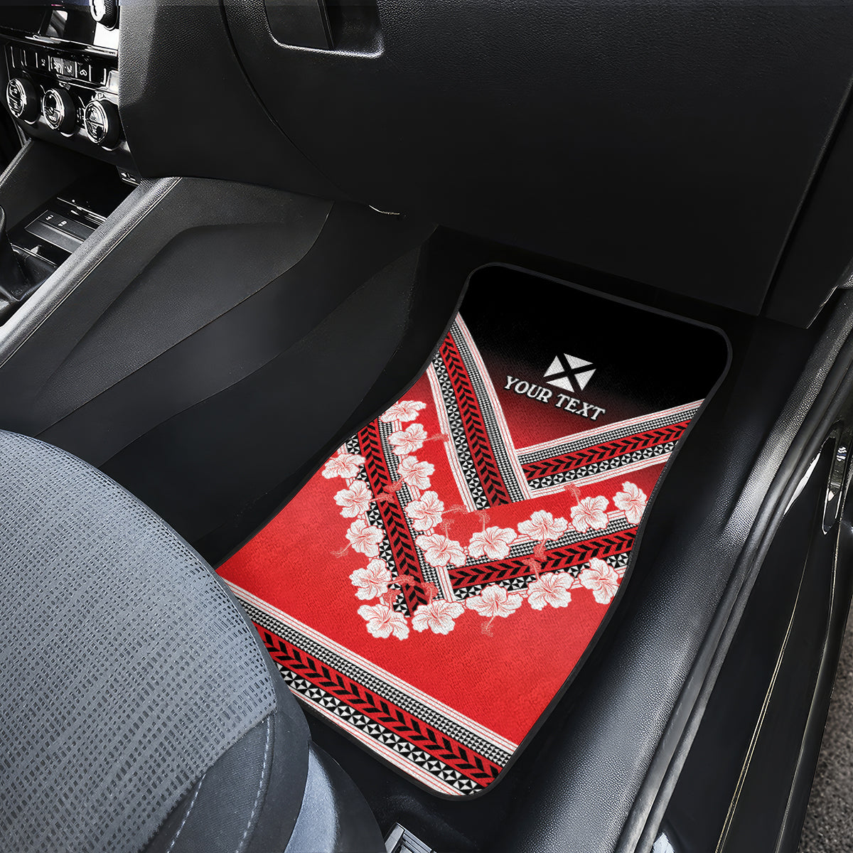 Personalised Wallis et Futuna Car Mats Hibiscus and Polynesian Tribal Tattoos LT9 - Polynesian Pride