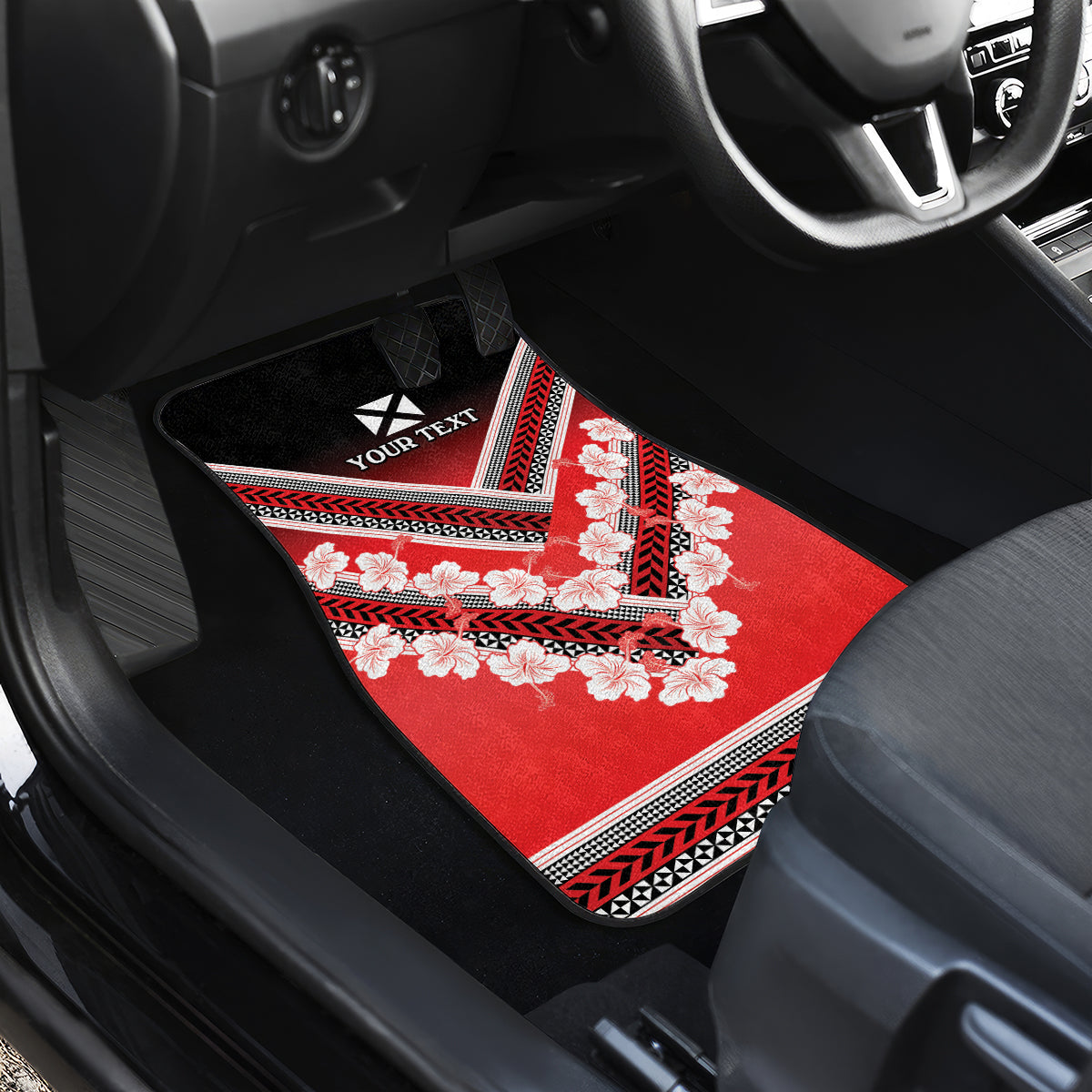 Personalised Wallis et Futuna Car Mats Hibiscus and Polynesian Tribal Tattoos LT9 - Polynesian Pride