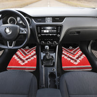 Personalised Wallis et Futuna Car Mats Hibiscus and Polynesian Tribal Tattoos LT9 Set 2pcs - Front Red - Polynesian Pride
