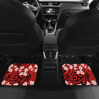 Personalised Wallis et Futuna Car Mats Hibiscus and Polynesian Tribal Tattoos LT9 Set 2pcs - Back Red - Polynesian Pride
