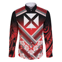 Personalised Wallis et Futuna Family Matching Long Sleeve Bodycon Dress and Hawaiian Shirt Hibiscus and Polynesian Tribal Tattoos