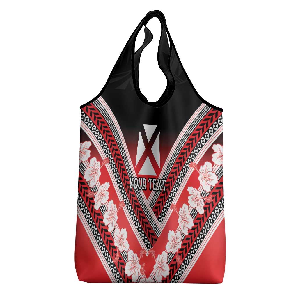 Personalised Wallis et Futuna Grocery Bag Hibiscus and Polynesian Tribal Tattoos LT9 - Polynesian Pride