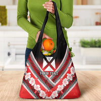 Personalised Wallis et Futuna Grocery Bag Hibiscus and Polynesian Tribal Tattoos LT9 - Polynesian Pride