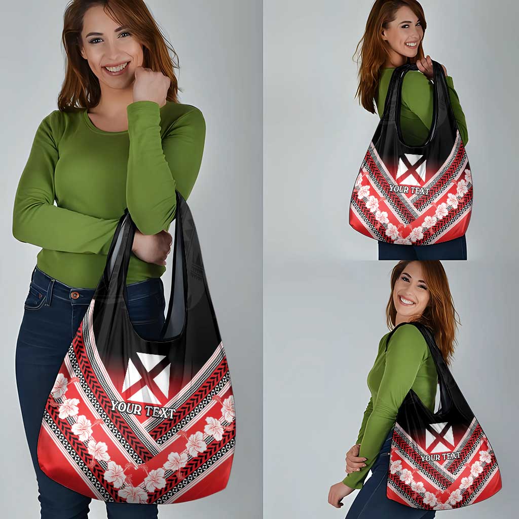 Personalised Wallis et Futuna Grocery Bag Hibiscus and Polynesian Tribal Tattoos LT9 - Polynesian Pride