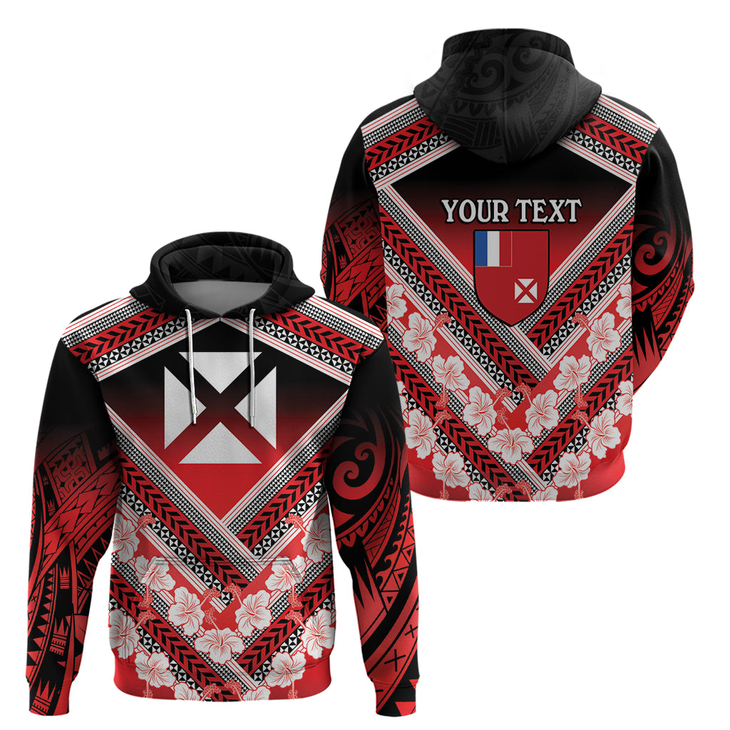 Personalised Wallis et Futuna Hoodie Hibiscus and Polynesian Tribal Tattoos LT9 - Polynesian Pride