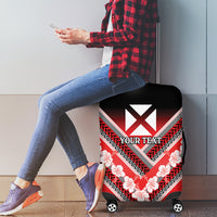 Personalised Wallis et Futuna Luggage Cover Hibiscus and Polynesian Tribal Tattoos