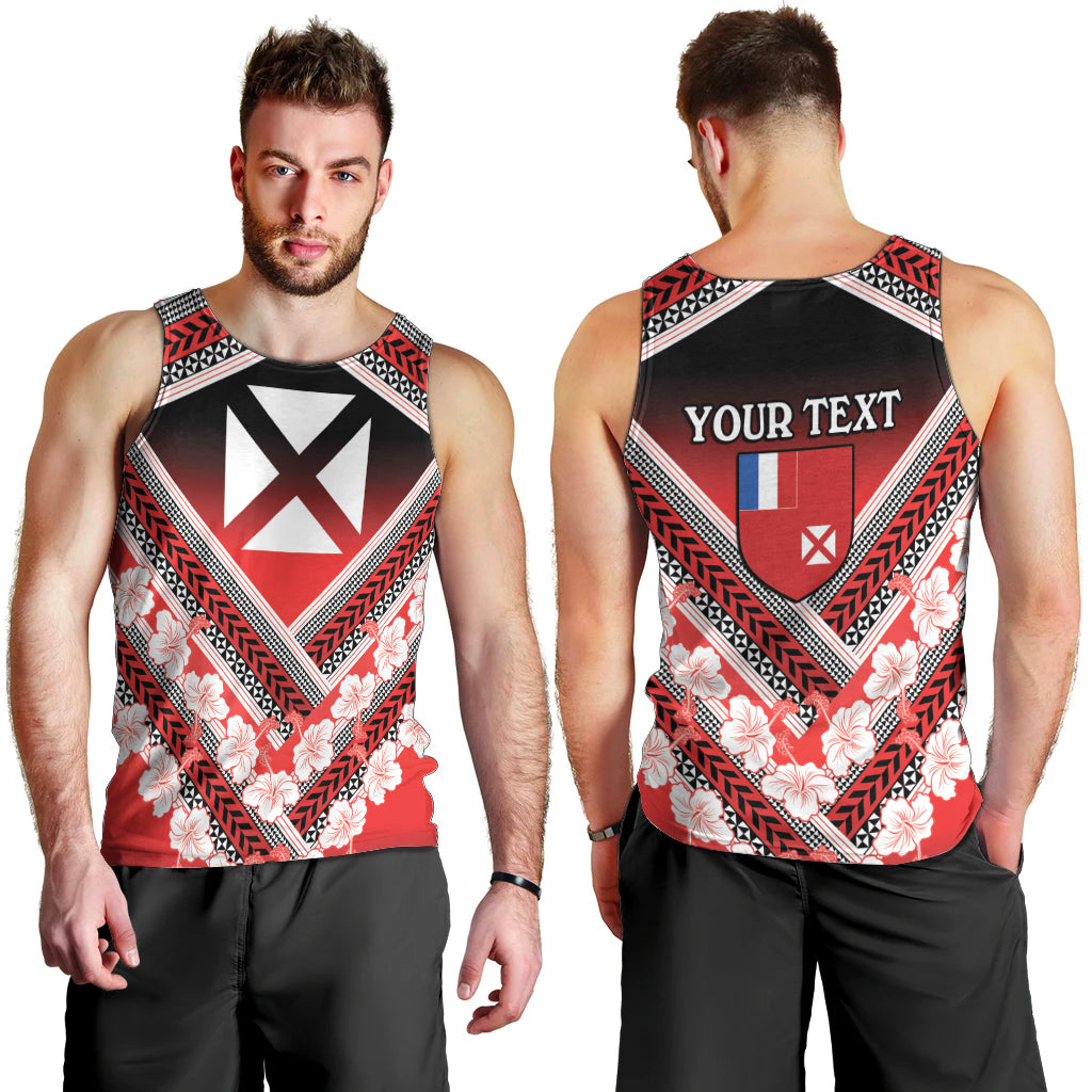 Personalised Wallis et Futuna Men Tank Top Hibiscus and Polynesian Tribal Tattoos LT9 - Polynesian Pride