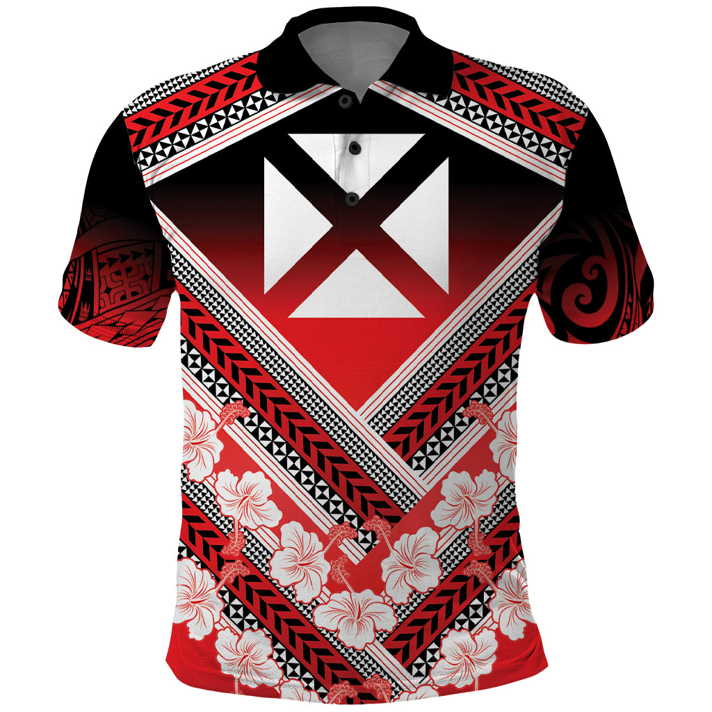 Personalised Wallis et Futuna Polo Shirt Hibiscus and Polynesian Tribal Tattoos