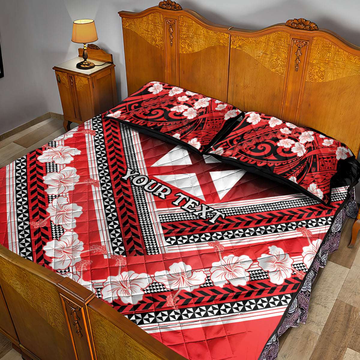 Personalised Wallis et Futuna Quilt Bed Set Hibiscus and Polynesian Tribal Tattoos LT9 - Polynesian Pride