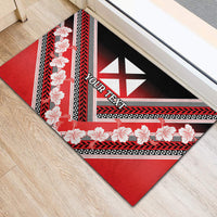 Personalised Wallis et Futuna Rubber Doormat Hibiscus and Polynesian Tribal Tattoos LT9 - Polynesian Pride