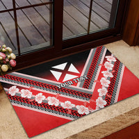 Personalised Wallis et Futuna Rubber Doormat Hibiscus and Polynesian Tribal Tattoos LT9 - Polynesian Pride