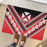 Personalised Wallis et Futuna Rubber Doormat Hibiscus and Polynesian Tribal Tattoos LT9 - Polynesian Pride