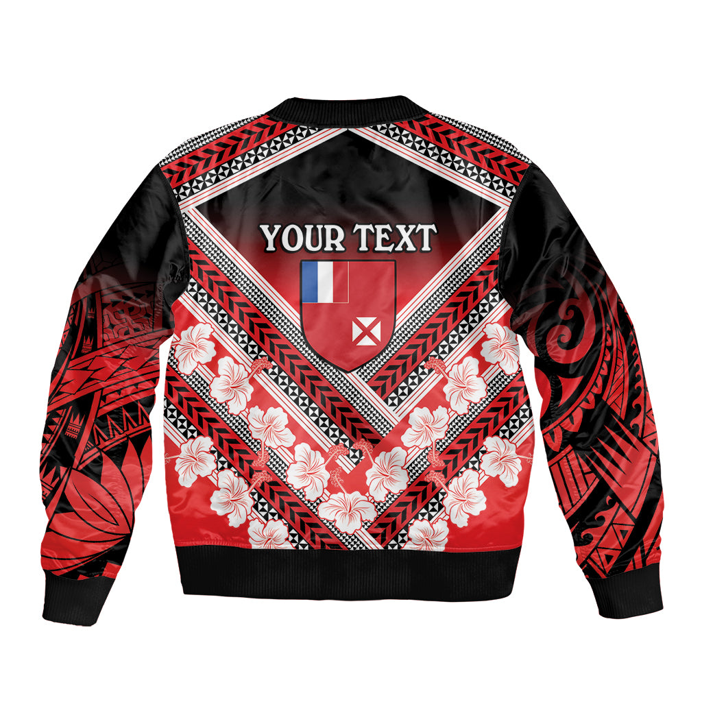 Personalised Wallis et Futuna Sleeve Zip Bomber Jacket Hibiscus and Polynesian Tribal Tattoos LT9 - Polynesian Pride