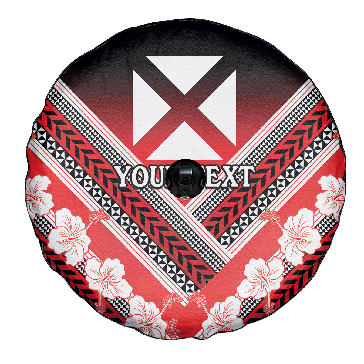 Personalised Wallis et Futuna Spare Tire Cover Hibiscus and Polynesian Tribal Tattoos LT9 - Polynesian Pride