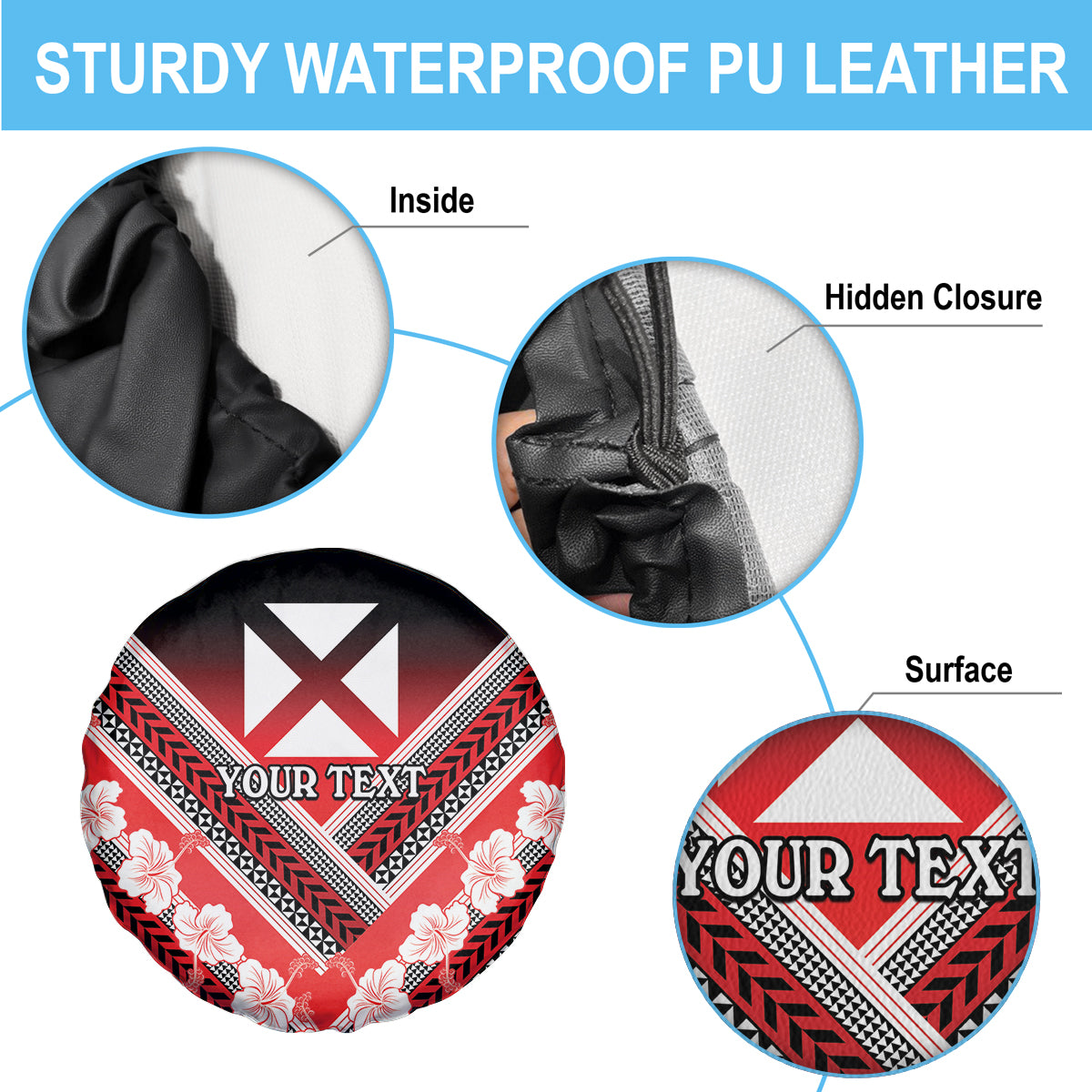 Personalised Wallis et Futuna Spare Tire Cover Hibiscus and Polynesian Tribal Tattoos LT9 - Polynesian Pride