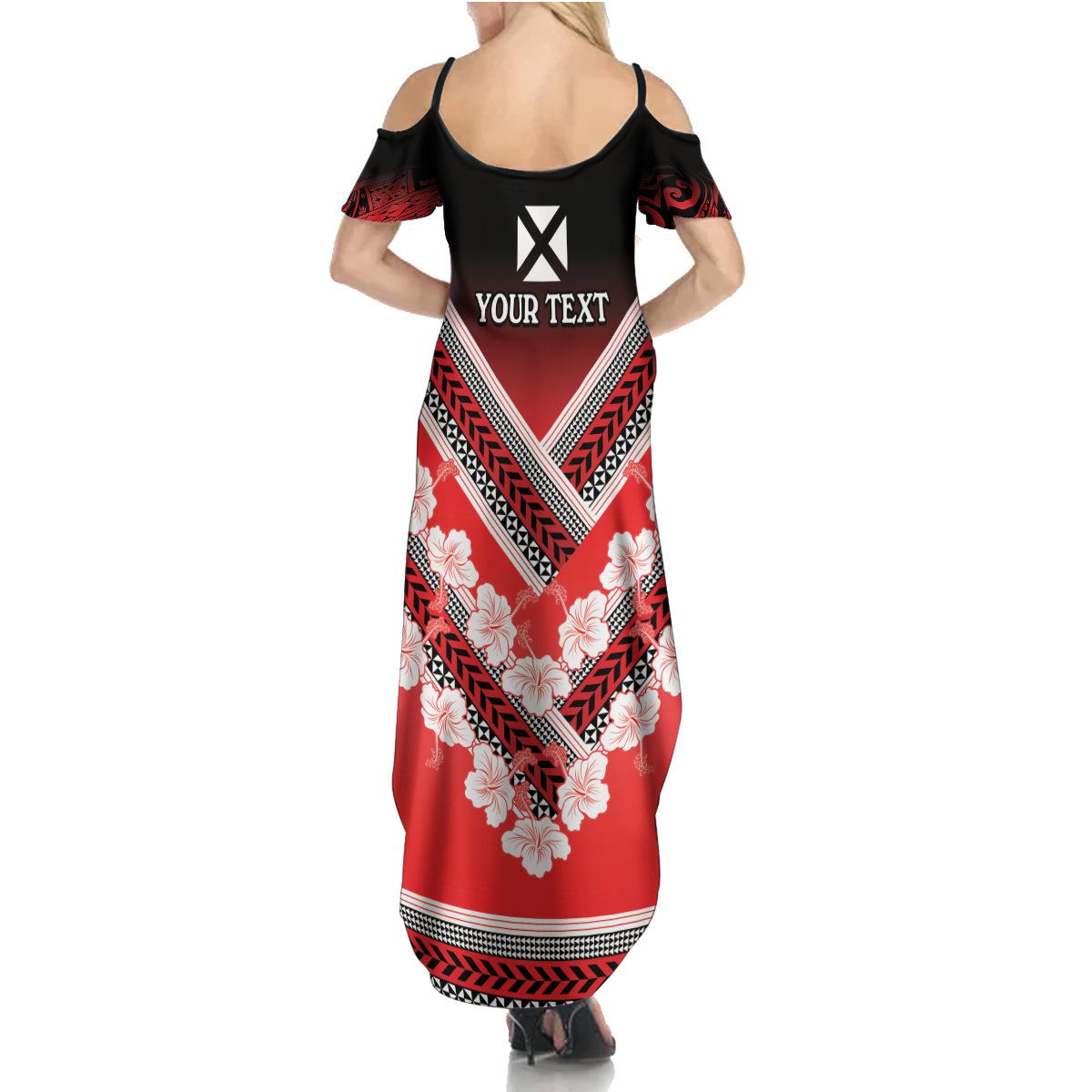 Personalised Wallis et Futuna Summer Maxi Dress Hibiscus and Polynesian Tribal Tattoos LT9 - Polynesian Pride