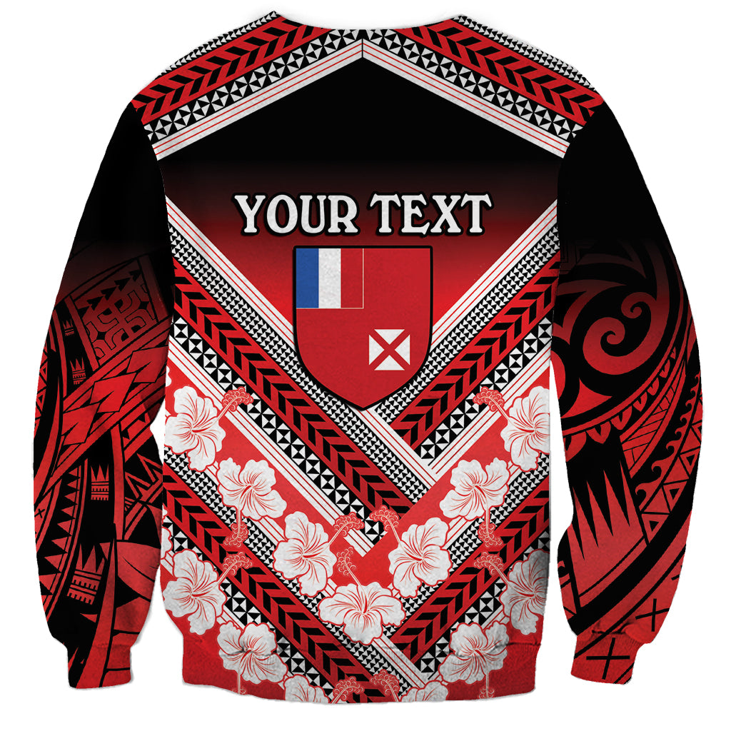 Personalised Wallis et Futuna Sweatshirt Hibiscus and Polynesian Tribal Tattoos LT9 - Polynesian Pride