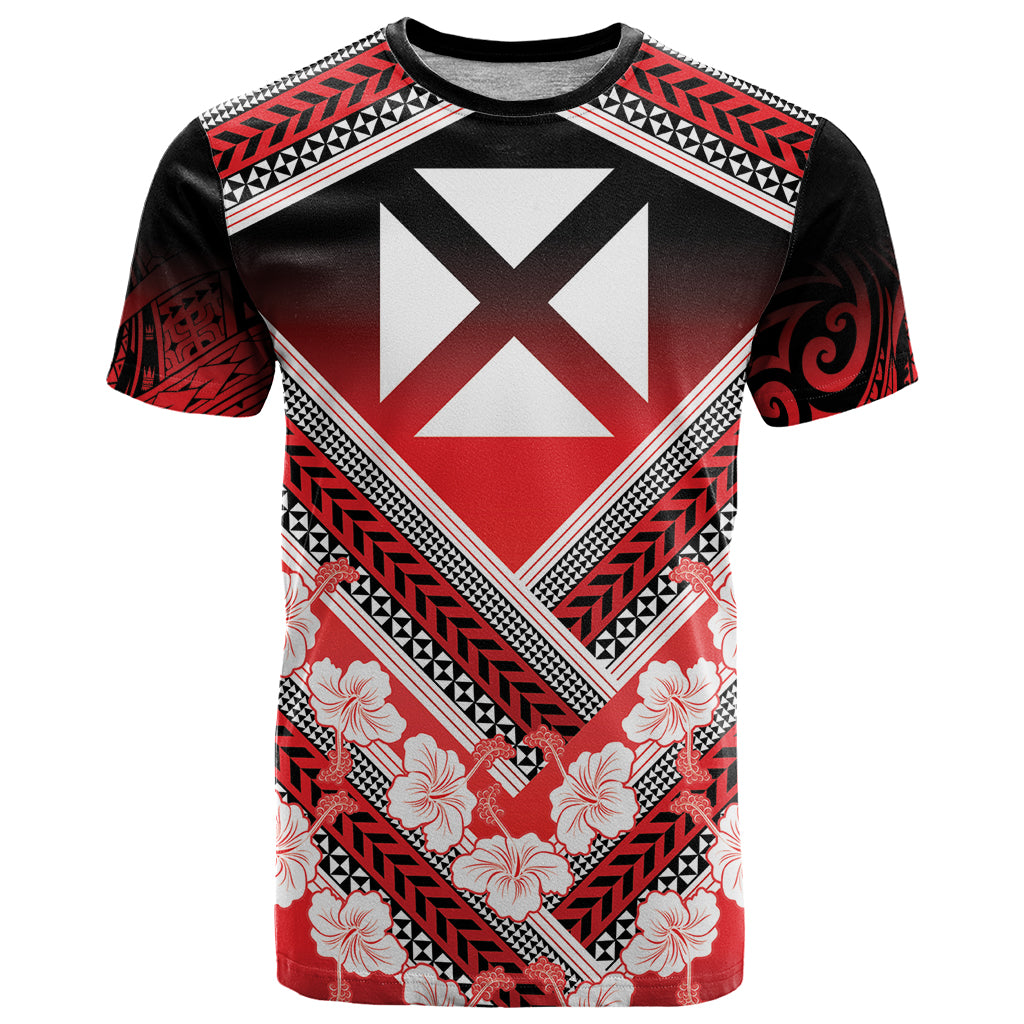 Personalised Wallis et Futuna T Shirt Hibiscus and Polynesian Tribal Tattoos