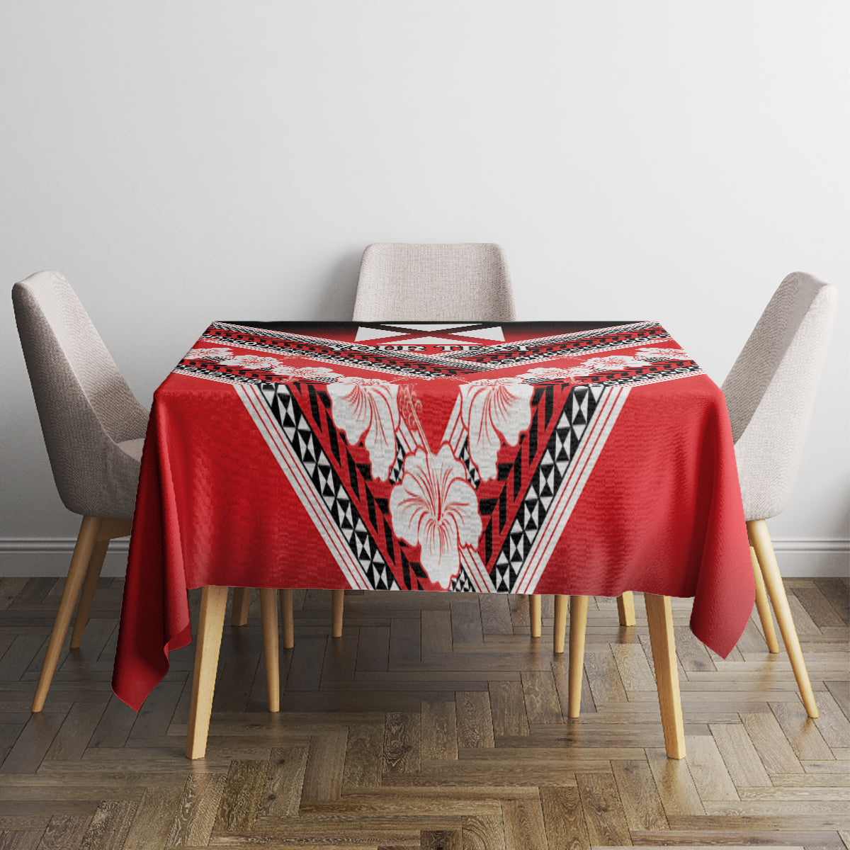 Personalised Wallis et Futuna Tablecloth Hibiscus and Polynesian Tribal Tattoos LT9 - Polynesian Pride