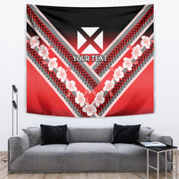 Personalised Wallis et Futuna Tapestry Hibiscus and Polynesian Tribal Tattoos LT9 Red - Polynesian Pride