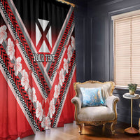 Personalised Wallis et Futuna Window Curtain Hibiscus and Polynesian Tribal Tattoos LT9 - Polynesian Pride