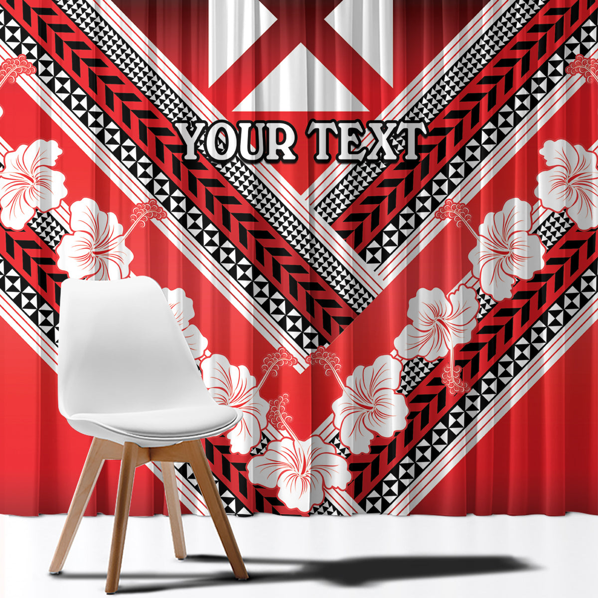 Personalised Wallis et Futuna Window Curtain Hibiscus and Polynesian Tribal Tattoos LT9 - Polynesian Pride