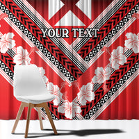 Personalised Wallis et Futuna Window Curtain Hibiscus and Polynesian Tribal Tattoos LT9 - Polynesian Pride