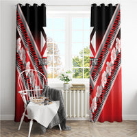 Personalised Wallis et Futuna Window Curtain Hibiscus and Polynesian Tribal Tattoos LT9 - Polynesian Pride