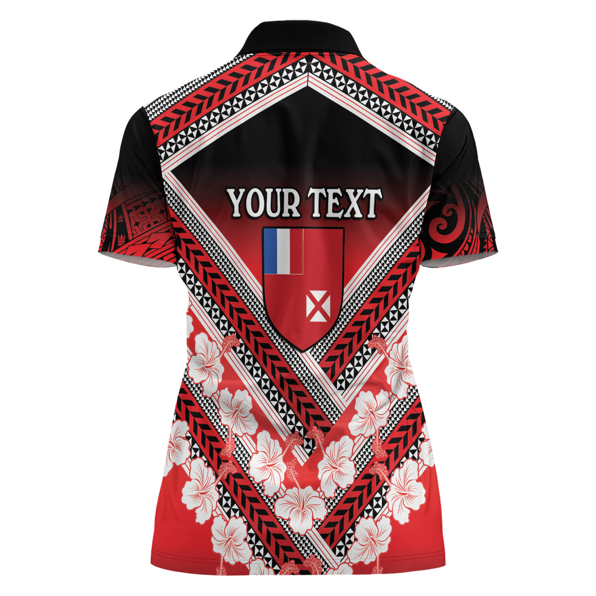 Personalised Wallis et Futuna Women Polo Shirt Hibiscus and Polynesian Tribal Tattoos