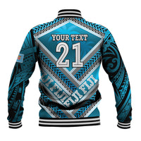 Custom Fiji Rugby Baseball Jacket Fijian Warrior With Polynesian Tribal Tattoos