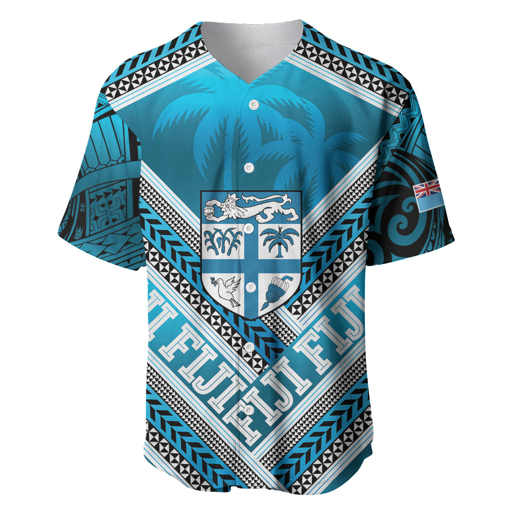 Custom Fiji Rugby Baseball Jersey Fijian Warrior With Polynesian Tribal Tattoos