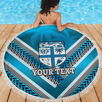 Custom Fiji Rugby Beach Blanket Fijian Warrior With Polynesian Tribal Tattoos
